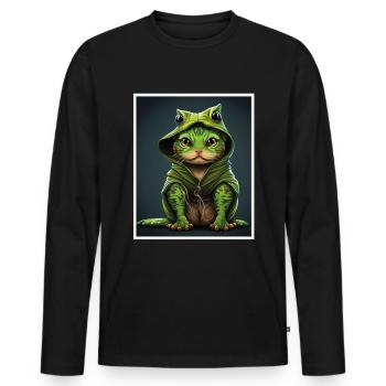 Cat Frog Frog Food Frog Carnival - Men's Premium Organic Long Sleeve Shirt - black - Front - Nico (187cm)