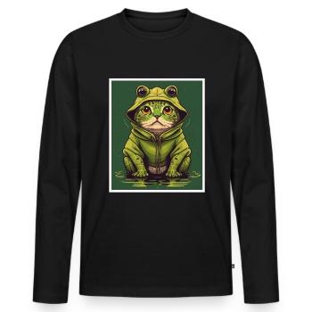 Cat Frog Frog Food Frog Carnival - Men's Premium Organic Long Sleeve Shirt - black - Front - Nico (187cm)