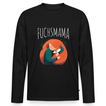Fuchs Fuchsmama Fuchsliebe Natur Wald Mädchen - Männer Premium Bio Langarmshirt - Schwarz - Vorne - Nico (187cm)