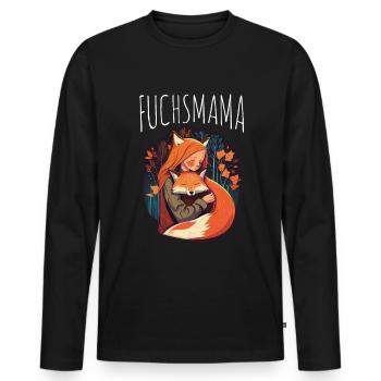 Fuchs Fuchsmama Fuchsliebe Natur Wald Mädchen - Männer Premium Bio Langarmshirt - Schwarz - Vorne - Nico (187cm)