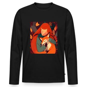 Fuchs Fuchsmama Fuchsliebe Natur Wald Mädchen - Männer Premium Bio Langarmshirt - Schwarz - Vorne - Nico (187cm)