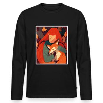 Fuchs Fuchsmama Fuchsliebe Natur Wald Mädchen - Männer Premium Bio Langarmshirt - Schwarz - Vorne - Nico (187cm)