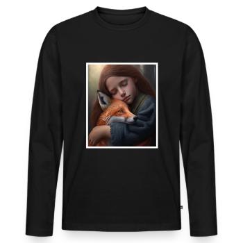Fuchs Fuchsmama Fuchsliebe Natur Wald Mädchen - Männer Premium Bio Langarmshirt - Schwarz - Vorne - Nico (187cm)