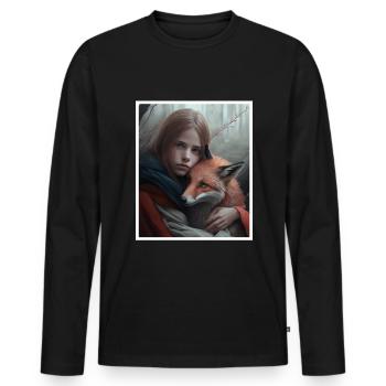 Fuchs Fuchsmama Fuchsliebe Natur Wald Mädchen - Männer Premium Bio Langarmshirt - Schwarz - Vorne - Nico (187cm)
