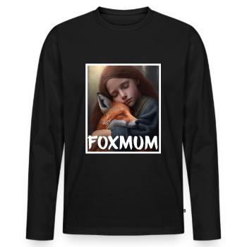 Fuchs Fuchsmama Fuchsliebe Natur Wald Mädchen - Männer Premium Bio Langarmshirt - Schwarz - Vorne - Nico (187cm)