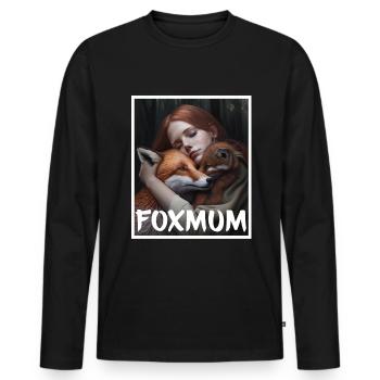 Fuchs Fuchsmama Fuchsliebe Natur Wald Mädchen - Männer Premium Bio Langarmshirt - Schwarz - Vorne - Nico (187cm)