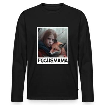 Fuchs Fuchsmama Fuchsliebe Natur Wald Mädchen - Männer Premium Bio Langarmshirt - Schwarz - Vorne - Nico (187cm)