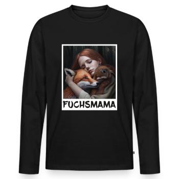 Fuchs Fuchsmama Fuchsliebe Natur Wald Mädchen - Männer Premium Bio Langarmshirt - Schwarz - Vorne - Nico (187cm)