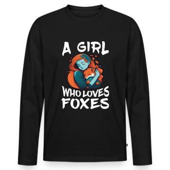 Fuchs Fuchsmama Fuchsliebe Natur Wald Mädchen - Männer Premium Bio Langarmshirt - Schwarz - Vorne - Nico (187cm)