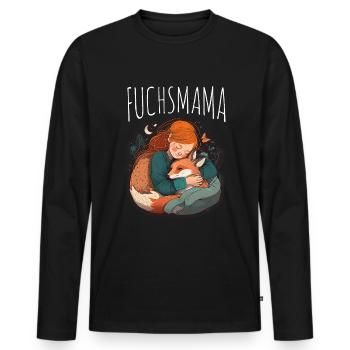 Fuchs Fuchsmama Fuchsliebe Natur Wald Mädchen - Männer Premium Bio Langarmshirt - Schwarz - Vorne - Nico (187cm)