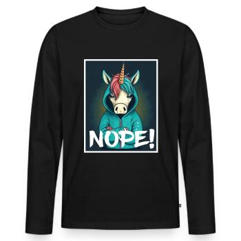 Nope morning grouch licorne collègue sarcasme - T-shirt manches longues Premium bio Homme - noir - Devant - Nico (187cm)