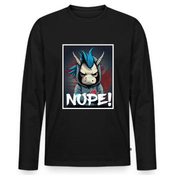 Nope morning grouch licorne collègue sarcasme - T-shirt manches longues Premium bio Homme - noir - Devant - Nico (187cm)