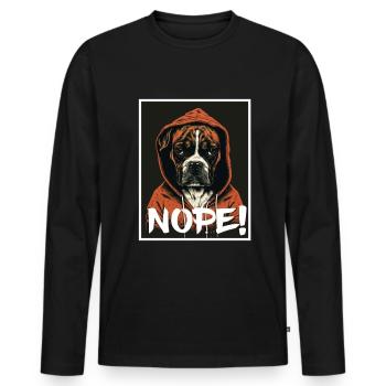 Dog Bulldog Nope Morning grouch colleague Sarcasm - Men's Premium Organic Long Sleeve Shirt - black - Front - Nico (187cm)