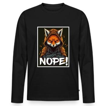 Nope Morning Grouch Fox Office Colleague Sarcasm - Men's Premium Organic Long Sleeve Shirt - black - Front - Nico (187cm)