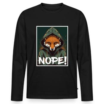 Nope Morning Grouch Fox Office Colleague Sarcasm - Men's Premium Organic Long Sleeve Shirt - black - Front - Nico (187cm)