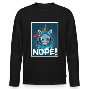 Nope morning grouch licorne collègue sarcasme - T-shirt manches longues Premium bio Homme - noir - Devant - Nico (187cm)