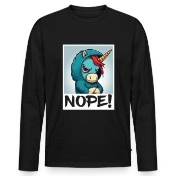 Nope morning grouch licorne collègue sarcasme - T-shirt manches longues Premium bio Homme - noir - Devant - Nico (187cm)