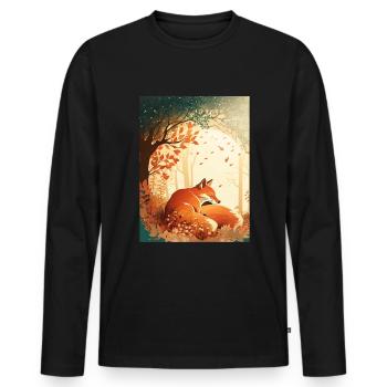 Fix und Foxi Fuchs Spruch Schlafshirt Kuscheln - Männer Premium Bio Langarmshirt - Schwarz - Vorne - Nico (187cm)