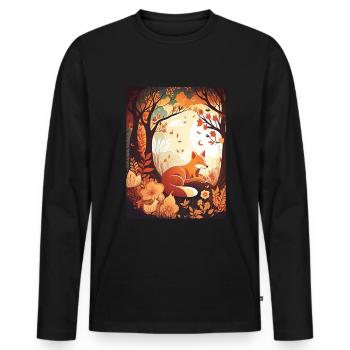Fix et Foxi Fox disant chemise de couchage Câlin - T-shirt manches longues Premium bio Homme - noir - Devant - Nico (187cm)