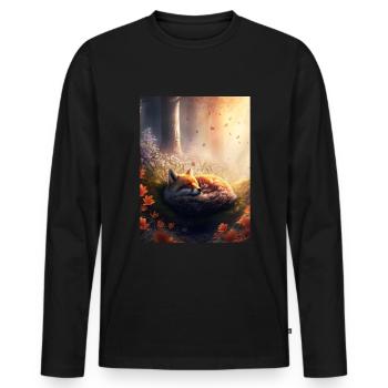 Fix und Foxi Fuchs Spruch Schlafshirt Kuscheln - Männer Premium Bio Langarmshirt - Schwarz - Vorne - Nico (187cm)