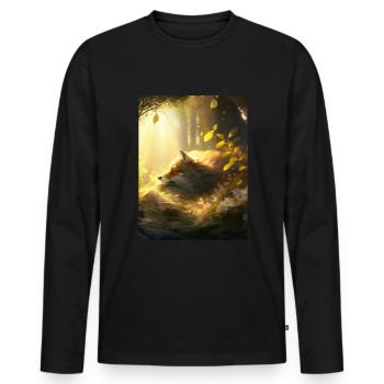 Fix und Foxi Fuchs Spruch Schlafshirt Kuscheln - Männer Premium Bio Langarmshirt - Schwarz - Vorne - Nico (187cm)