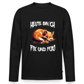 Fix und Foxi Fuchs Spruch Schlafshirt Kuscheln - Männer Premium Bio Langarmshirt - Schwarz - Vorne - Nico (187cm)