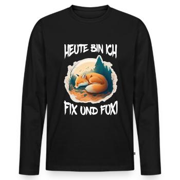 Fix und Foxi Fuchs Spruch Schlafshirt Kuscheln - Männer Premium Bio Langarmshirt - Schwarz - Vorne - Nico (187cm)