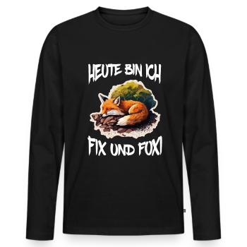 Fix und Foxi Fuchs Spruch Schlafshirt Kuscheln - Männer Premium Bio Langarmshirt - Schwarz - Vorne - Nico (187cm)