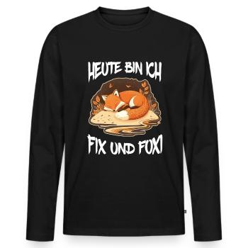 Fix und Foxi Fuchs Spruch Schlafshirt Kuscheln - Männer Premium Bio Langarmshirt - Schwarz - Vorne - Nico (187cm)