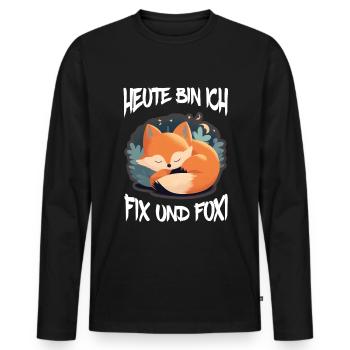 Fix und Foxi Fuchs Spruch Schlafshirt Kuscheln - Männer Premium Bio Langarmshirt - Schwarz - Vorne - Nico (187cm)