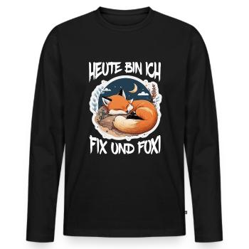 Fix und Foxi Fuchs Spruch Schlafshirt Kuscheln - Männer Premium Bio Langarmshirt - Schwarz - Vorne - Nico (187cm)