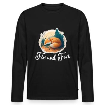 Fix und Foxi Fuchs Spruch Schlafshirt Kuscheln - Männer Premium Bio Langarmshirt - Schwarz - Vorne - Nico (187cm)