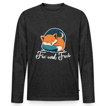 Fix und Foxi Fuchs Spruch Schlafshirt Kuscheln - Männer Premium Bio Langarmshirt - Anthrazit meliert - Vorne - Nico (187cm)