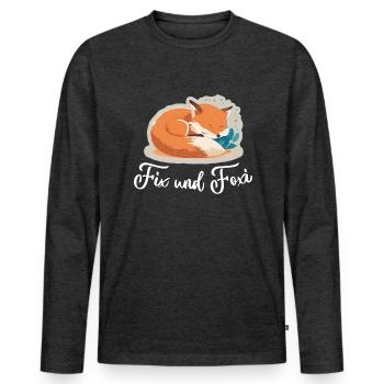 Fix und Foxi Fuchs Spruch Schlafshirt Kuscheln - Männer Premium Bio Langarmshirt - Anthrazit meliert - Vorne - Nico (187cm)