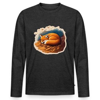 Fix und Foxi Fuchs Spruch Schlafshirt Kuscheln - Männer Premium Bio Langarmshirt - Anthrazit meliert - Vorne - Nico (187cm)