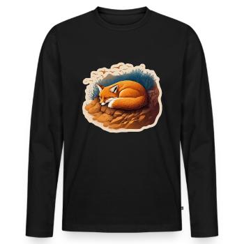 Fix und Foxi Fuchs Spruch Schlafshirt Kuscheln - Männer Premium Bio Langarmshirt - Schwarz - Vorne - Nico (187cm)