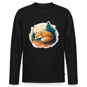 Fix und Foxi Fuchs Spruch Schlafshirt Kuscheln - Männer Premium Bio Langarmshirt - Schwarz - Vorne - Nico (187cm)