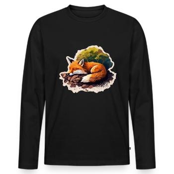 Fix et Foxi Fox disant chemise de couchage Câlin - T-shirt manches longues Premium bio Homme - noir - Devant - Nico (187cm)