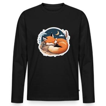 Fix und Foxi Fuchs Spruch Schlafshirt Kuscheln - Männer Premium Bio Langarmshirt - Schwarz - Vorne - Nico (187cm)