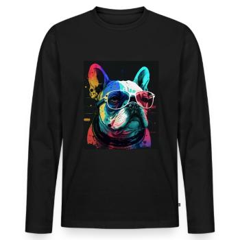 Lunettes de soleil French Bulldog Frenchie Dog - T-shirt manches longues Premium bio Homme - noir - Devant - Nico (187cm)