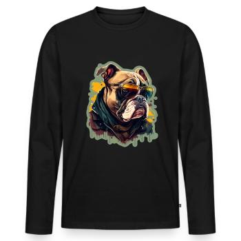 Lunettes de soleil French Bulldog Frenchie Dog - T-shirt manches longues Premium bio Homme - noir - Devant - Nico (187cm)