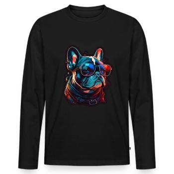 Lunettes de soleil French Bulldog Frenchie Dog - T-shirt manches longues Premium bio Homme - noir - Devant - Nico (187cm)