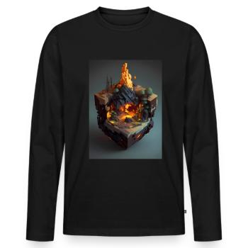 Voxel Fantasy Gaming Gaming Gamer Pixel Block - Men's Premium Organic Long Sleeve Shirt - black - Front - Nico (187cm)