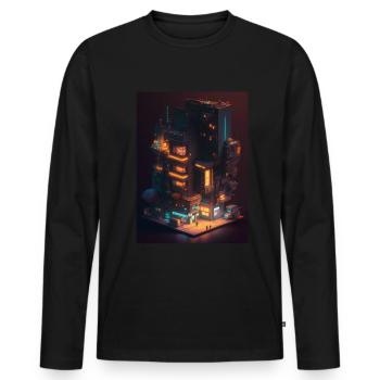 Voxel Vaporwave Neon Futuristisch Fantasie Gaming - Männer Premium Bio Langarmshirt - Schwarz - Vorne - Nico (187cm)