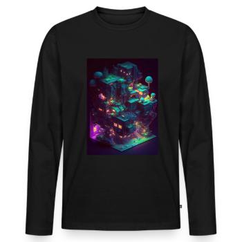 Voxel Vaporwave Neon Futuristisch Fantasie Gaming - Männer Premium Bio Langarmshirt - Schwarz - Vorne - Nico (187cm)