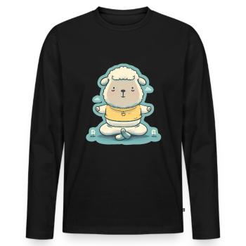 Schaf Lamm Schäfchen Yoga Meditation Entspannung - Männer Premium Bio Langarmshirt - Schwarz - Vorne - Nico (187cm)