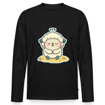 Sheep Lamb Sheep Yoga Meditation Relaxation - Men's Premium Organic Long Sleeve Shirt - black - Front - Nico (187cm)