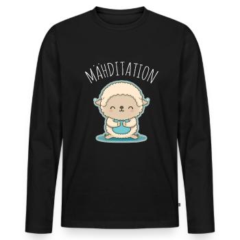Schaf Lamm Schäfchen Yoga Meditation Entspannung - Männer Premium Bio Langarmshirt - Schwarz - Vorne - Nico (187cm)