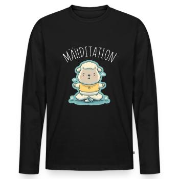 Schaf Lamm Schäfchen Yoga Meditation Entspannung - Männer Premium Bio Langarmshirt - Schwarz - Vorne - Nico (187cm)