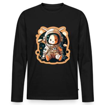 Süßer Hase Mit Luftballons Ostern Weltraum - Männer Premium Bio Langarmshirt - Schwarz - Vorne - Nico (187cm)